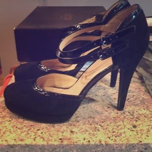 Victor Alfaro platform heels.  Suede and patent.